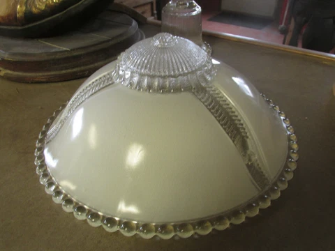 Vintage antique 30s glass ceiling fixture light cover lamp dome shade art deco Cover