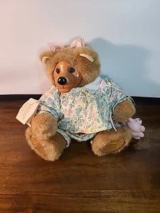 Vtg 1990 Applause Robert Raikes Originals Courtney Bear Wooden Face W/Tags - Picture 1 of 16