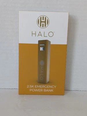 HALO 2.5K 紧急移动电源 金色 全新带盒 USB-A 转 USB-C 电缆 QVC 便携式 — 第 1/4 张图片