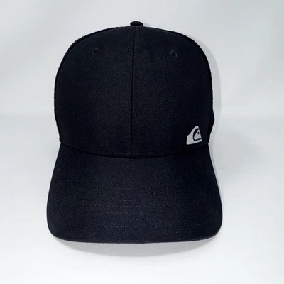 Gorra para hombre Quicksilver negra/blanca con logotipo bordado a presión Foto 1 de 4