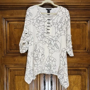 Blusa Ali Miles Art-to-Wear Para Mujer M Imitación Botón Texturizada Asimétrica Floral - Imagen 1 de 13