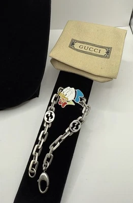 GUCCI Sterling Silver Donald Duck 8” Bracelet Disney 22.2 Gr With Pouch - Image 1 of 4