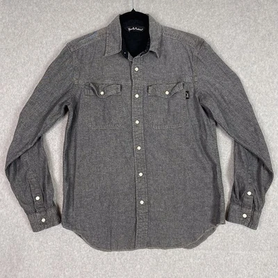 Camisa Deus Ex Machina Para Hombre S Gris Manga Larga Cambray Perla Snap Moto Trabajo Foto 1 de 4
