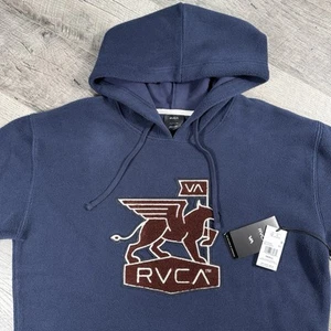 Pile RVCA Griffin blu oversize taglia small blu logo ricamato prezzo al pubblico consigliato $86 nuovo con etichette - Foto 1 di 12