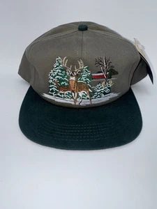 VTG John Deere K-Products Snapback Hat NWT Deer Scene Made in USA Mesh Cap - Picture 1 of 7
