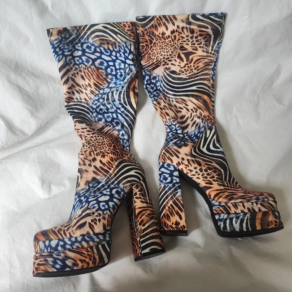 Botas de Plataforma Cape Robbin Eye Of The Tiger - Naranja/Azul Talla 10 Foto 1 de 4