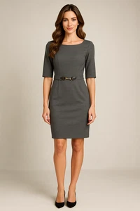 Banana Republic Dress Women 6T Tall Gray Sheath Preppy Office Classic Minimalist - Picture 1 of 19
