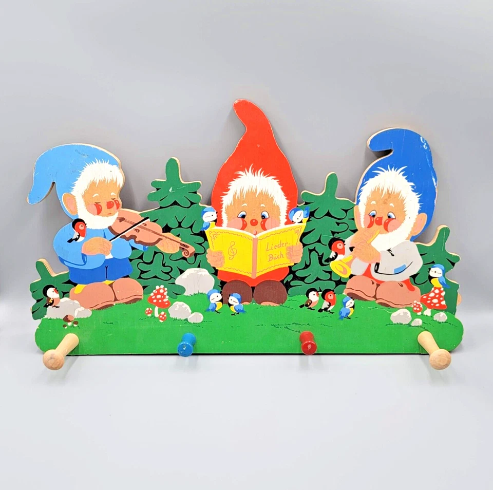 De colección Grossman Winkl Jardín Gnomos Niños Madera Abrigo Sombrero Estante Alemania Foto 1 de 4