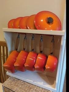 Le Creuset Topfset & Ständer orange Gusseisen 22,20,18,16,14 Vintage - Bild 1 von 20