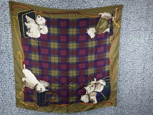 Ralph Lauren Collection Seidentuch Westie Hund Tartan kariert Reitsport USA - Bild 1 von 15