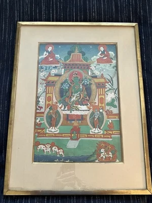19. Century THANGKA OF Green Tara BUDDHA EAST TIBBET 2 de 2 Foto 1 de 4