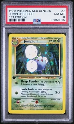 2000 Pokemon Neo Genesis 1st Edition 7 Jumpluff Holo PSA 8 Nm Mt - Image 1 of 2