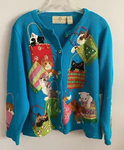 Design Options Philip Jane Gordon Button Down Katzen Strickjacke Pullover Gr. XL Neu mit Etikett - Bild 1 von 8