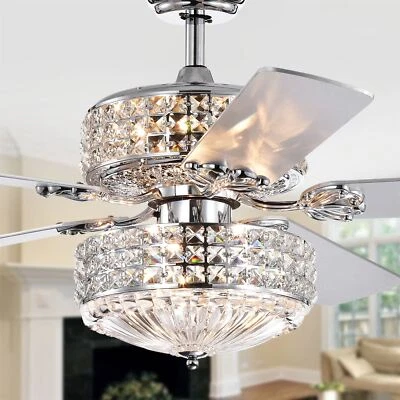 Germane Chrome Dual Lamp 52-inch Ceiling Fan with Crystal Shades - Image 1 of 4
