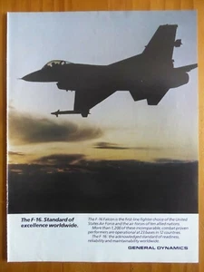 8/1984 PUB GENERAL DYNAMICS F-16 FIGHTING FALCON US AIR FORCE ORIGINAL AD - Picture 1 of 1