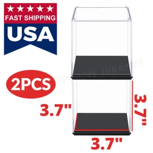 2PCS 3.7 inch Cube Small Acrylic Display Case Collectibles Box Dustproof 1/64 US - Picture 1 of 9