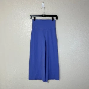 Athleta Elation Wide Crop Pant Womens XS Solid Stretch Wide Leg Purple Logo - Picture 1 of 6