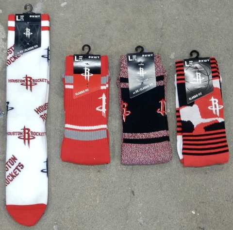 4 Pack NBA Houston Rockets Stripes Socks Crew Retro Uniform Varsity Panel Camo Cover