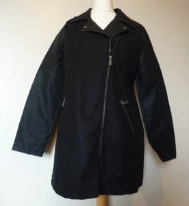 Brave Soul Biker Coat Faux Leather Trim Wool Mix Size 16 Uk BNWT RRP £60 Black - Picture 1 of 8