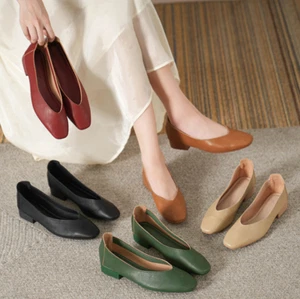 Mocassini donna punta quadrata scarpe slip on Oxford suola morbida casual ufficio OL décolleté - Foto 1 di 28