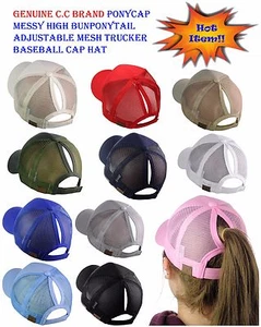 C.C Ponycap Messy High Bun Ponytail Adjustable Mesh Trucker Baseball CC Cap Hat - Imagen 1 de 130