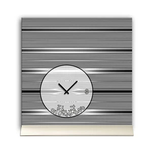 Tischuhr 30cmx30cm inkl. Alu-Ständer -modernes Design Streifen grau anthrazit  g - Bild 1 von 4