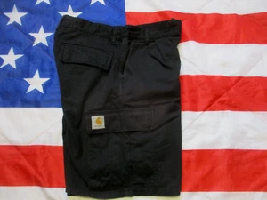 PANTALONES cortos CARHARTT WIP EE. UU. BDU M65 cole CARGO COMBAT real 32 34 negros - Imagen 1 de 15