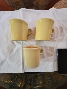 Fiestaware Coffee Mugs-8oz.-Set of 3-Yellow w/Ring Handle - Picture 1 of 17