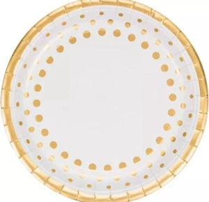 Sparkle & Shine Gold Wedding Anniversary Party 9" Paper Dinner Plates - Picture 1 of 1