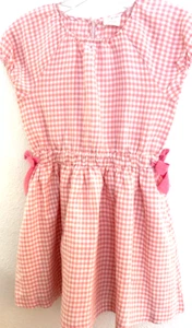 CREWCUTS check linen blend lined short sleeve dress girls 8 - Picture 1 of 2