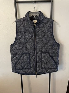 J. Crew Quilted Navy Dot Print Puffer Vest Size XL - Picture 1 of 5