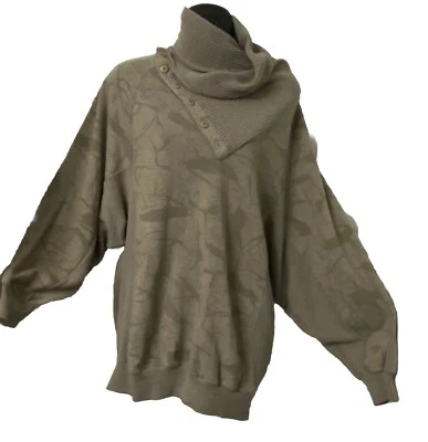 Organically grown M Cable Chunky Tight Knit Sweater Vintage Cowl Neck CabinCore - Image 1 of 4