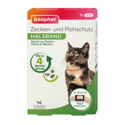 Beaphar 1000445 Zecken- und Flohschutz Halsband Katze beige, 35cm