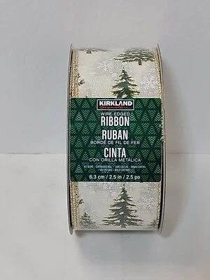Kirkland Ribbon Wire-Edged Christmas Tree Ribbon 2.5" x 50 yds New Sealed Roll - Image 1 of 3