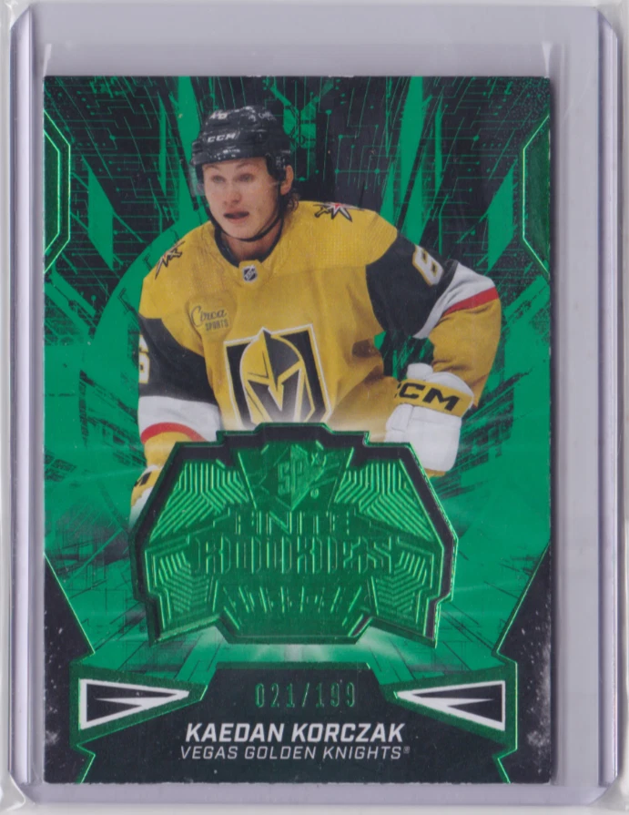 2022-23 UD SPX FINITE ROOKIES GREEN PARALLEL 21/199 KAEDAN KORCZAK #F-25 KNIGHTS - Image 1 of 2