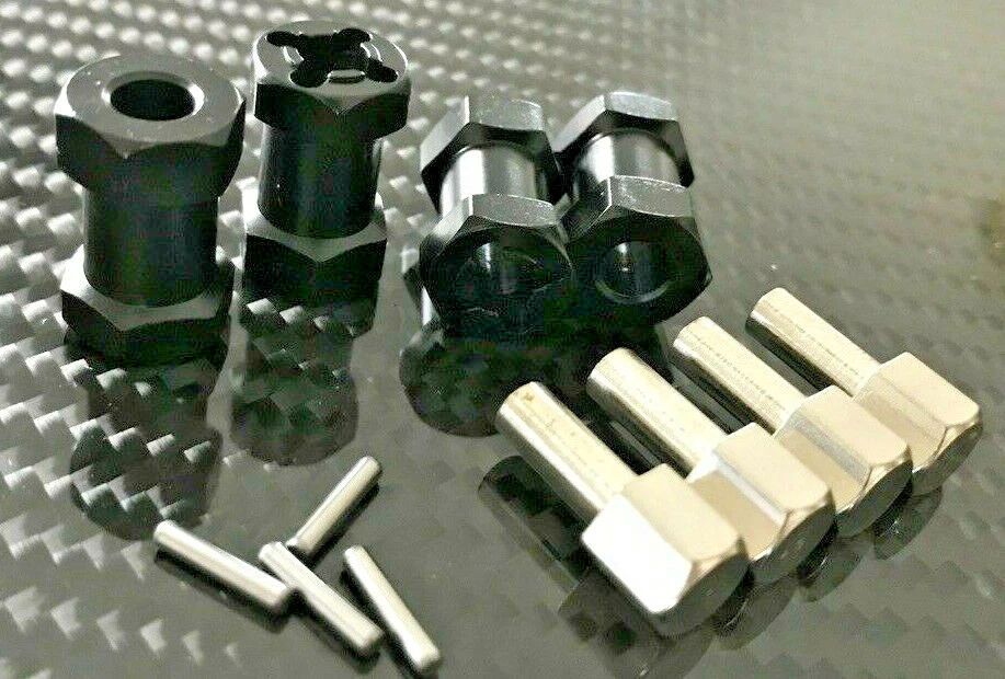 4x RC Spurverbreiterung +20mm Radmitnehmer Alu Modellbau 12mm 6-Kant blau rot sc - Bild 1 von 1