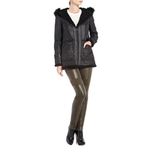 NUEVO ABRIGO BCBG MAXAZRIA NEGRO GENOVA ACOLCHADO SARGA ENVEJECIDO OLK8C299/S57 TALLA XS - Imagen 1 de 1