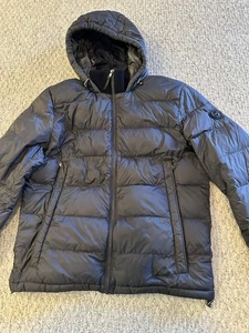 Michael Kors Down Gray Hoodie Mens Puffer Jacket Size Medium - Picture 1 of 19