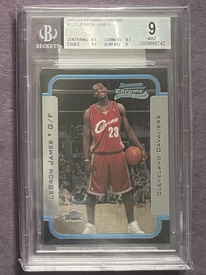 2003-04 Bowman Chrome No123 Леброн Джеймс Кавальерс дебютант RC BGS 9 с центром 9,5 - Изображение 1 из 2