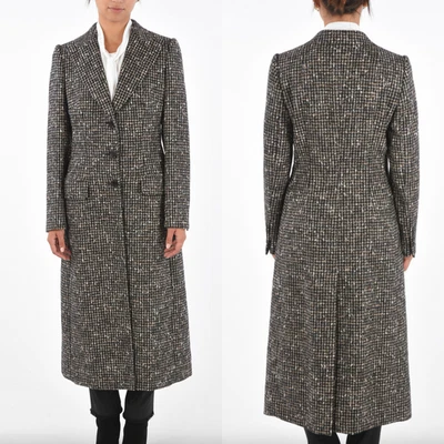 $3345 Abrigo Dolce&Gabbana Negro Blanco Espiga Largo Doble Pecho talla 2/IT 38 Foto 1 de 4