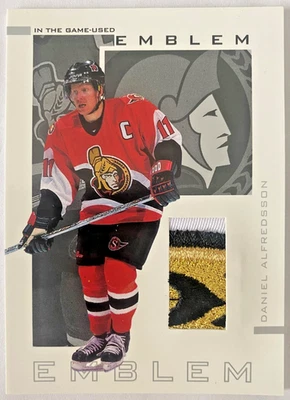 2002-03 BE A PLAYER IN THE GAME-USED SERIES 3-COLORED EMBLEM DANIEL ALFREDSSON - Image 1 of 2
