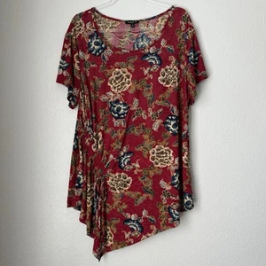 Sami & Jo Plus Tunic Blouse 2X Floral Lagenlook Whimsigoth Boho Fairy Stretchy - Picture 1 of 10