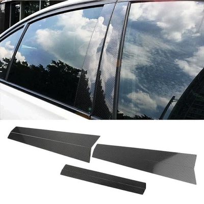 Carbon Fiber Car Window Door B Pillar Trim Cover For BMW 5 Series E60 2004-2010 - Image 1 of 4