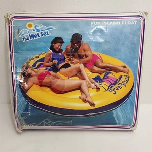 Vintage 1990 The Wet Set 84" Fun Island Float OPEN BOX NEVER USED Intex Yellow - Bild 1 von 17