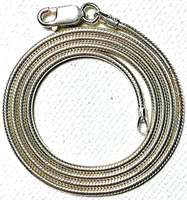 Collar gargantilla cadena serpiente redonda italiana de plata de ley de 16" 1,5 mm Foto 1 de 4