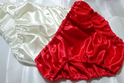 adult sissy handmade so ivory so frilly men satin bikini panties dress-up 33-47 - Image 1 of 3