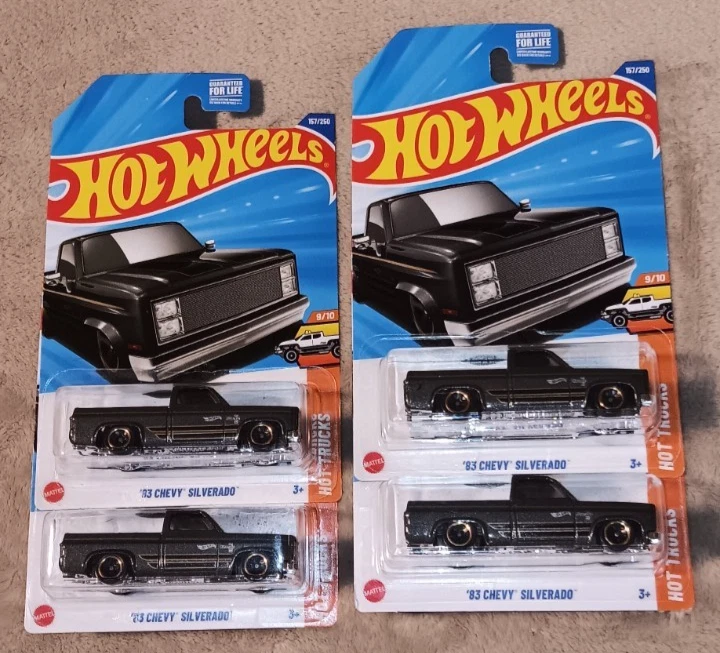 Hot Wheels 2025 2026 '83 Chevy Silverado Gris Lote de 4 en TARJETAS COMO NUEVAS VER FOTOS Foto 1 de 1