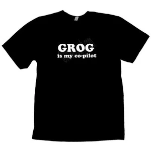 Kids Grog is My Co-pilot Pirate Humor Graphic T Shirt Size XS-L Color Variety - Picture 1 of 1