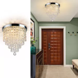 Modern Luxury Round Crystal Ceiling Light Flush Mount Chandelier Bedroom Light - Picture 1 of 12