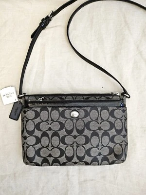 Coach F52175 Peyton Signature Swingpack With Pouch in Black Color - Image 1 of 4